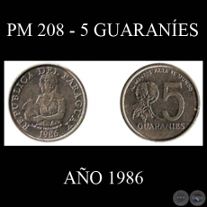 PM 208 - 5 GUARANES  AO 1986