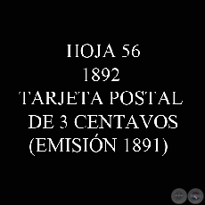 1892 - TARJETA POSTAL DE 3 CENTAVOS (EMISIN 1891)