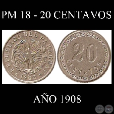 PM 18 - 20 CENTAVOS - AO 1908