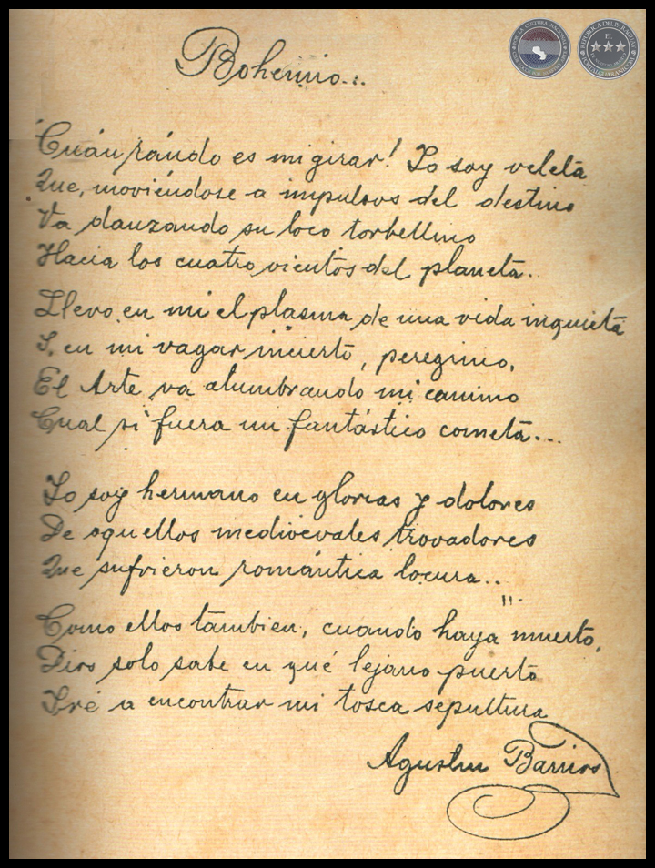 BOHEMIO - AGUSTÍN PÍO BARRIOS