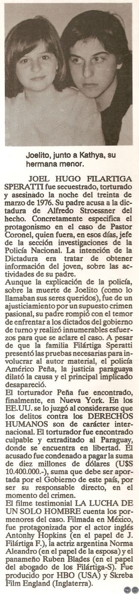 CANTO AGÓNICO, 1984 - POEMARIO DE JOEL FILÁRTIGA
