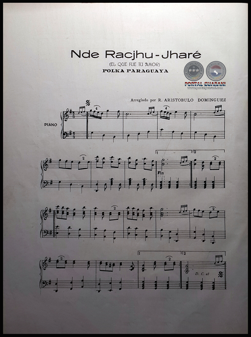 NDE RACJHU JHARÉ - PARTITURA PARA PIANO