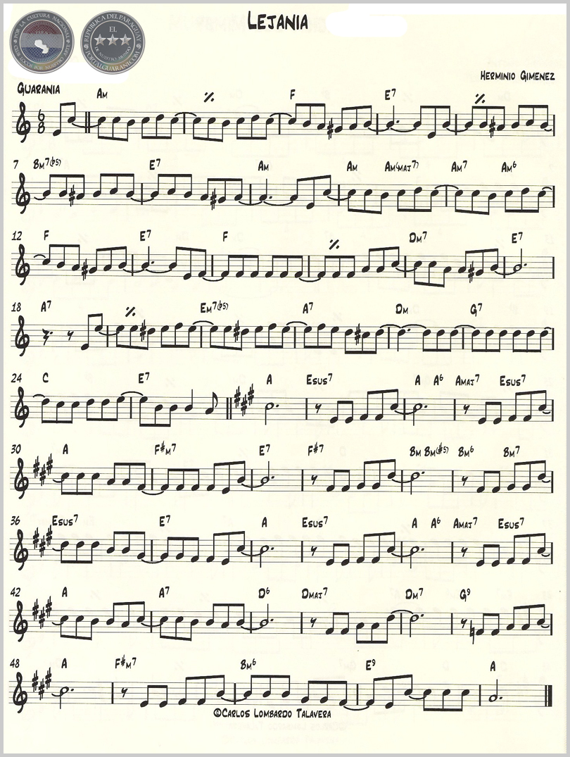LEJANÍA (PARTITURA) - GUARANIA DE HERMINIO GIMÉNEZ
