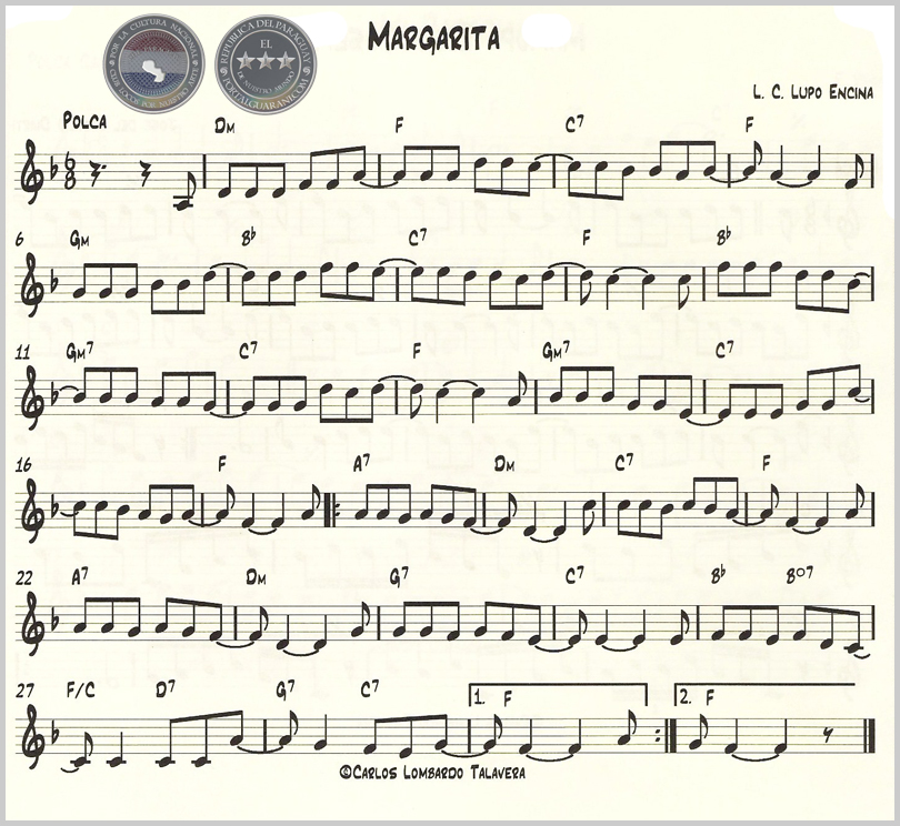 MARGARITA (PARTITURA) - LUIS CARLOS LUPO ENCINA