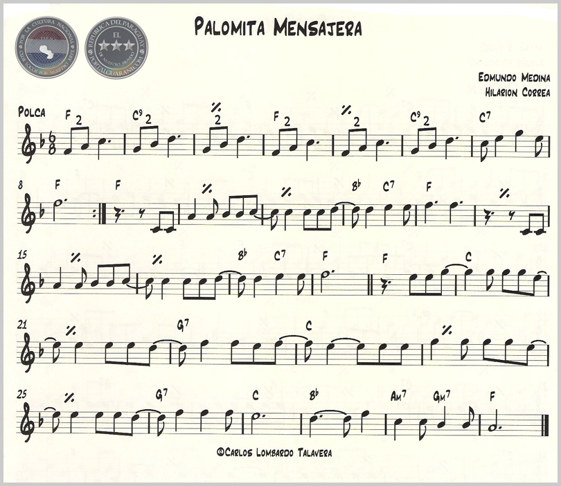 PALOMITA MENSAJERA (PARTITURA) - POLCA DE EDMUNDO MEDINA