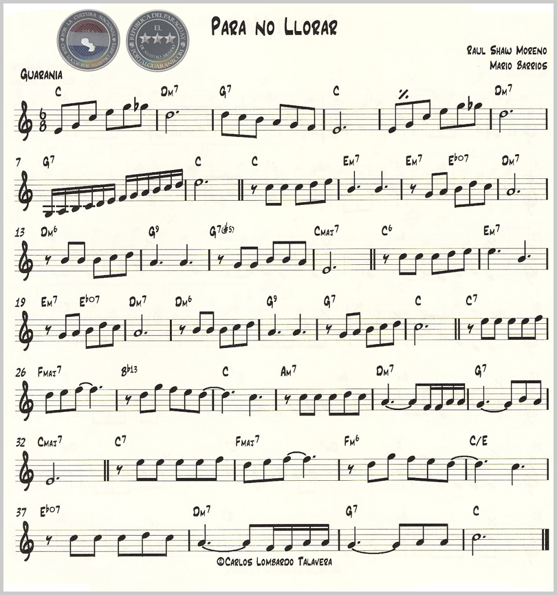 PARA NO LLORAR (PARTITURA)