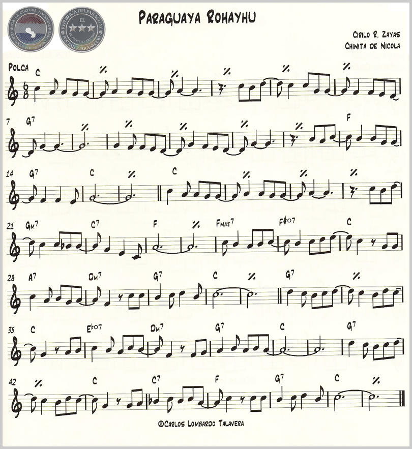 PARAGUAYA ROHAYHU (PARTITURA) - POLCA DE CIRILO R. ZAYAS