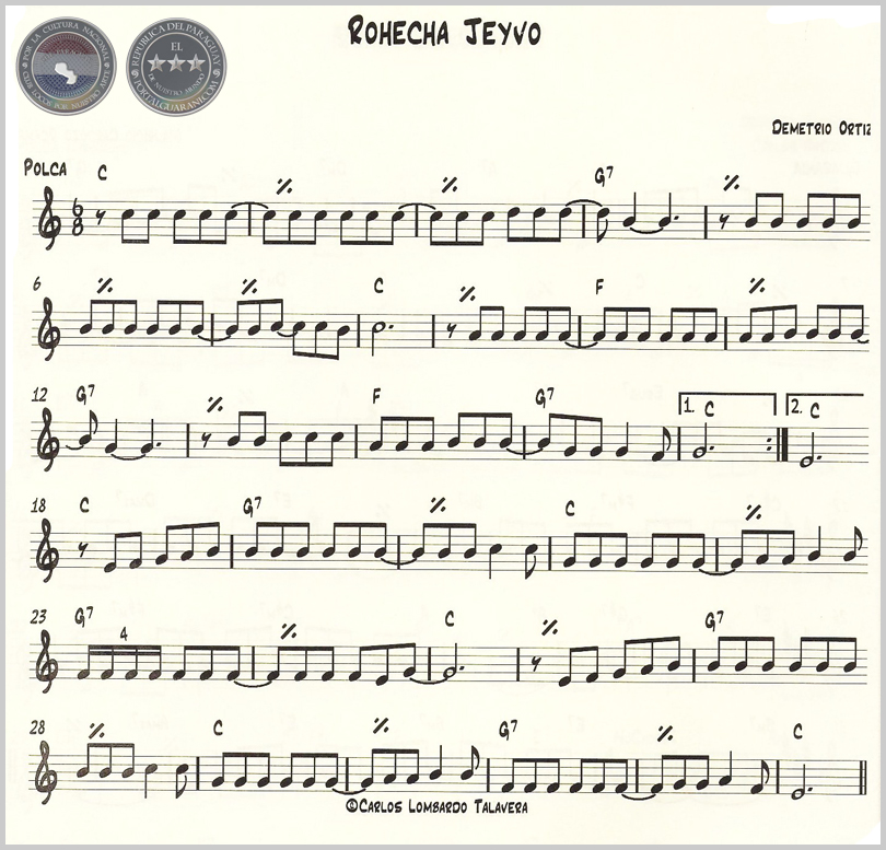 ROHECHÁ JEYVO (PARTITURA) - LETRA DE DEMETRIO ORTÍZ