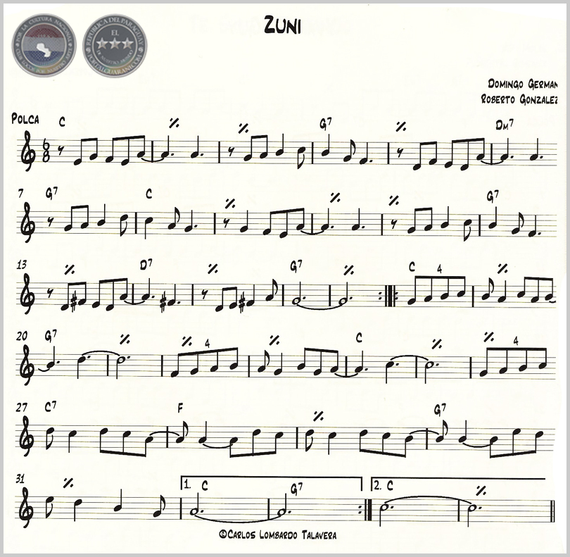 ZUNI (PARTITURA) - POLCA DE DOMINGO GERMÁN