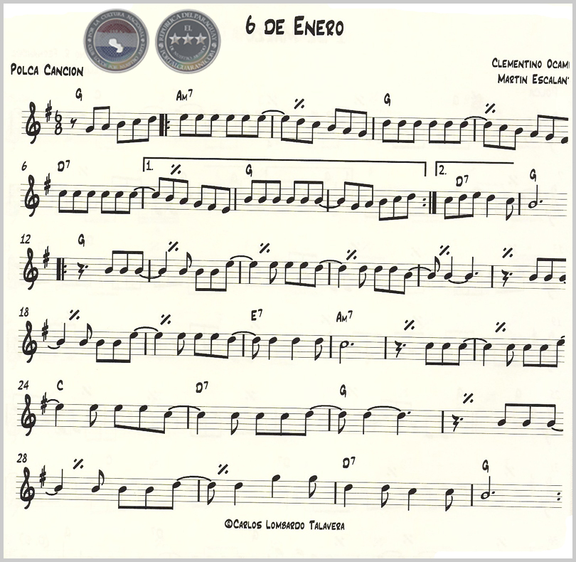 6 DE ENERO (PARTITURA) - POLCA DE CLEMENTINO OCAMPOS