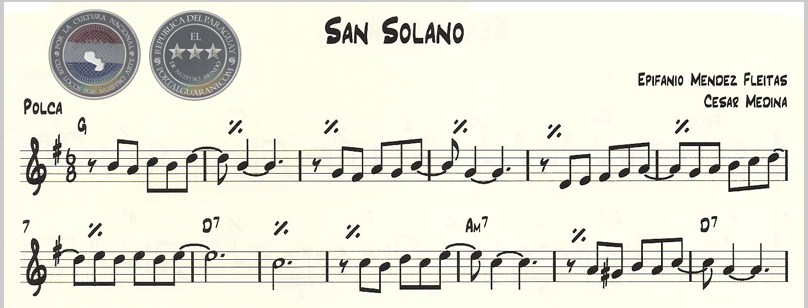 SAN SOLANO (PARTITURA) - POLCA DE EPIFANIO MÉNDEZ FLEITAS