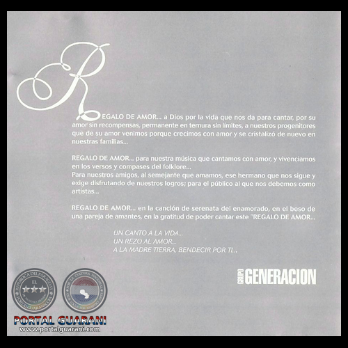 REGALO DE AMOR - GRUPO GENERACIÓN - AÑO 1999