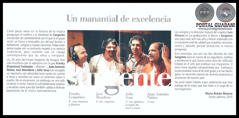 20 AÑOS DE ÉXITOS - GRUPO SURGENTE - AÑO 2010