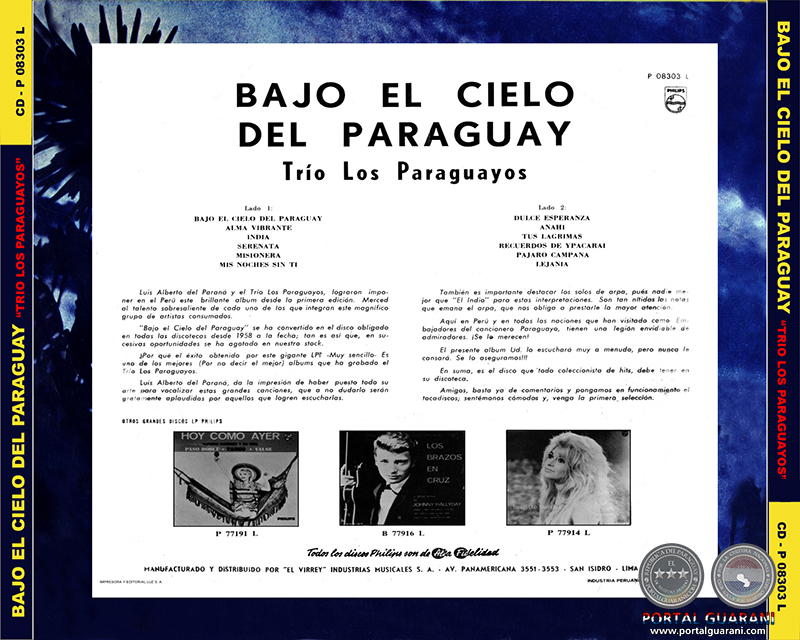 BAJO EL CIELO DEL PARAGUAY - TRÍO LOS PARAGUAYOS