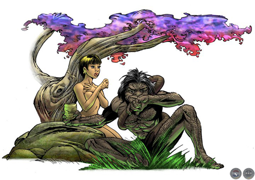 Ilustraciones que dan vida a personajes de la mitología guaraní